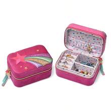 New Jewelry Box Storage Box Suede Embroidery Portable Jewelry Ring Jewelry Box - Pink - View 5
