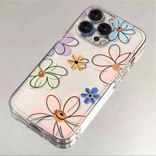 Fundas Transparentes para Móvil con Flores y Líneas Coloridas, Adecuadas para Apple  16 15 14 13 12 11 Mini Plus Pro Max SE, Regalo de Vacaciones, Cumpleaños, Novia, Novio, Amigo o para Ti Mismo - transparente - Ver 6