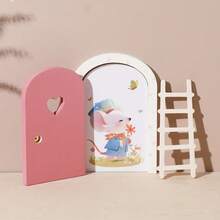 1 Sets Wooden Cartoon Fairy Tale Door, Mini Ladder Decoration Fairy Tale Door Ornaments, Colorful Heart-Shaped Fairy Tale Door Home Decoration Ornaments, Commemorative Photo Props, Christmas, And Birthday Gifts Christmas Decorations Room Decor