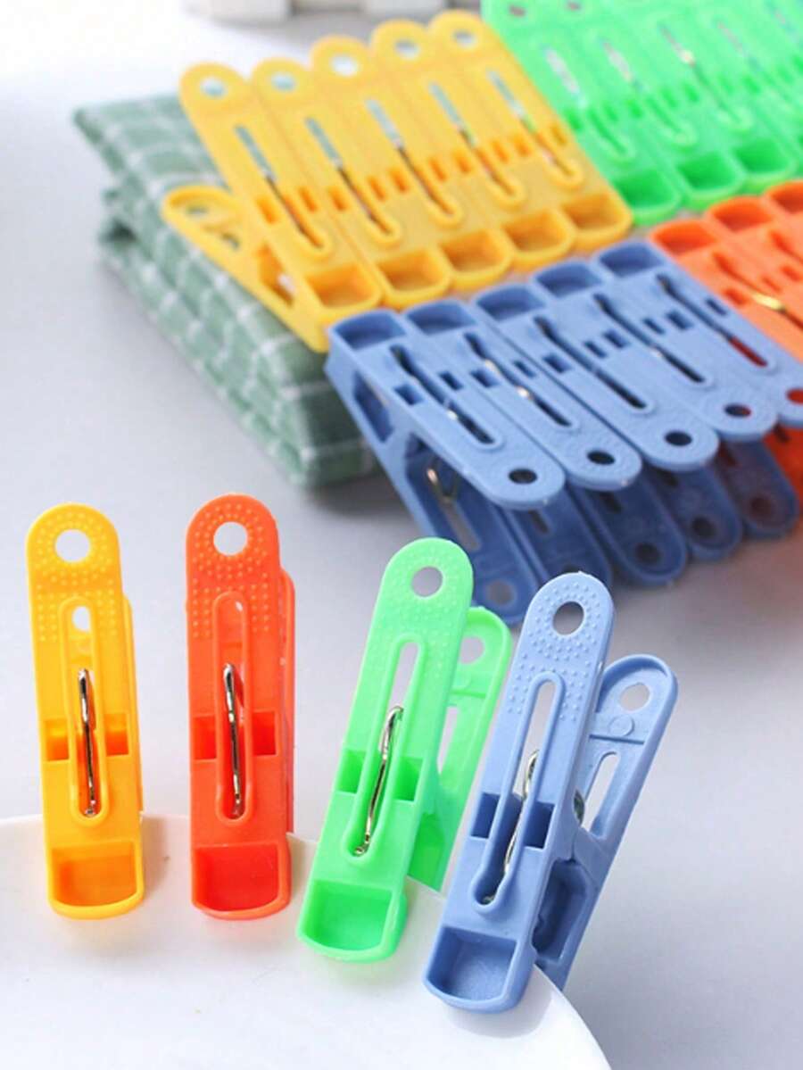 Multi-Purpose Windproof Clothespin With Rope, Suitable For Hanging Towels, Socks, Clothes - Plastic, Stainless Steel, Natural Bamboo Clothespins - Multicolor - View 1