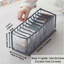 1 件 11 格内衣抽屉整理器，可折叠袜子抽屉整理器 12.6 X 4.72 英寸，储物盒壁橱整理器抽屉隔板用于存放袜子或内裤，圣诞节、万圣节、感恩节、母亲节礼物（灰色） - 灰色(11格襪子收納) - 查看 12