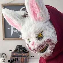Halloween Role Play Bear Mask Rabbit Headpiece Scary Small Bear Face Mask Costume Masquerade Devil Plush Horror Bloody Rabbit Mask Party Photo Props - Multicolor - View 4