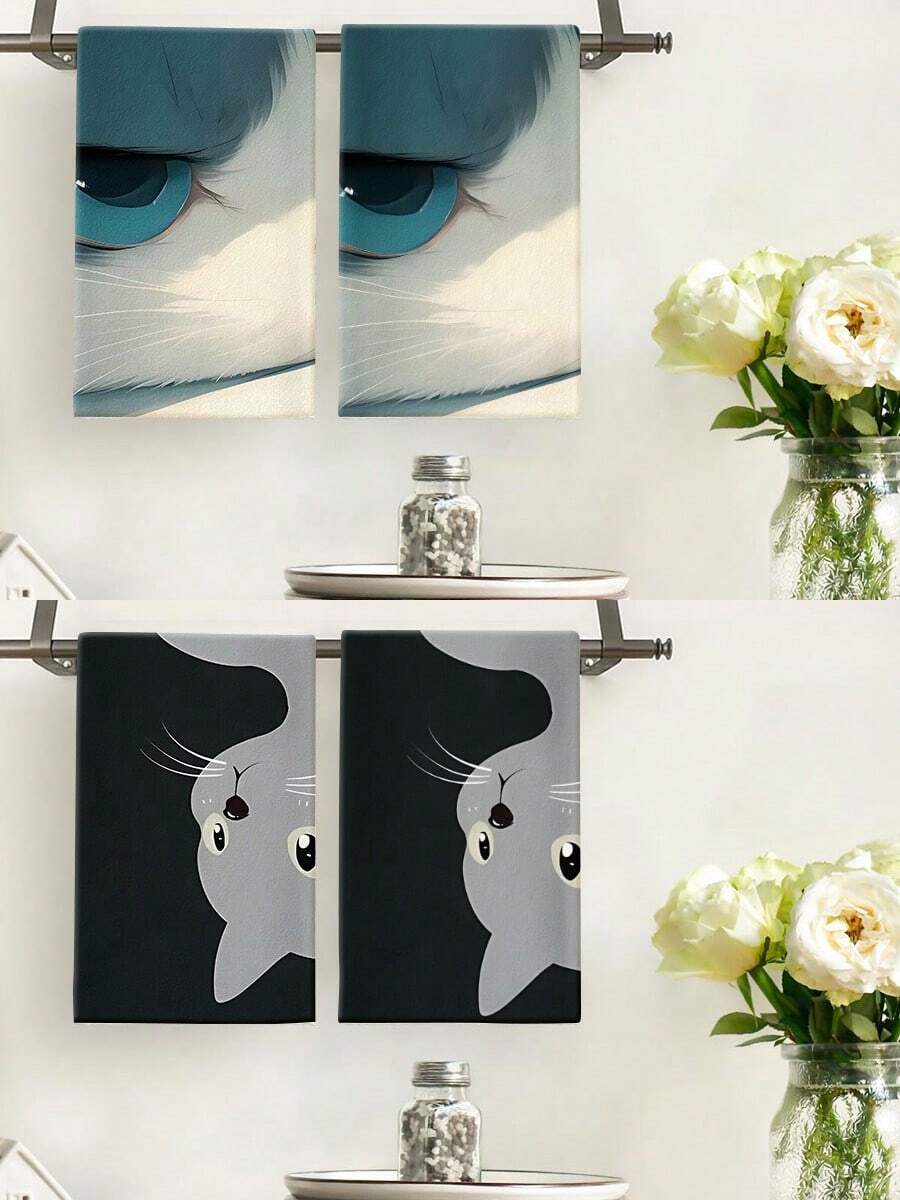 Towels, Cat Hand Towels, Dish Cloths, Cleaning Cloths, Towels, Handkerchiefs, Decorative Towels - Perfect Accents For Kitchen And Dining, Suitable For Kitchen, Dining, Hotel, Party