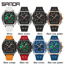 Relógio Masculino SANDA Digital Quartzo Militar Esportivo, Marca de Luxo Multifuncional com Alarme, Data, Semana, Cronômetro, Função de Luz EL, Impermeável, Eletrônico LED, Presente Original para Homens 6266