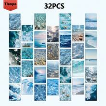 Tlenpo 32 张美丽的海洋风景明信片，海滩风景明信片，适合剪贴簿/墙贴/贺卡/邮寄/纪念品/贺卡/墙面装饰、礼品、文具、生日、活动、派对、学校用品（不含配件） - 套裝 - 查看 3