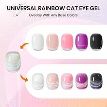 Rainbow Cat Eye Gel Polish 15ml Holographic 9D Cat Eye With Magnetic Stick For A Ittery Iridescent Galaxy Effect Soak Off UV Lamp Perfect For Nail Art DIY Manicures At Home-0346 - Cầu vồng - Xem 2