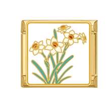 1件装花卉系列模块化手链，包含花朵元素，可DIY互换设计，都市休闲风格，圣诞节和万圣节必备单品，秋季色调，本土风情，实用时尚，充满圣诞氛围，魅力十足，不锈钢材质，圣诞装饰，秋季办公室穿搭，派对穿搭指南，圣诞礼物，圣诞家居装饰，优雅黑色风格