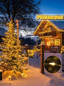 一套太阳能灯串，8种户外防水照明模式，铜线灯，50-300颗LED灯珠，可DIY，适用于花园、庭院、露营、派对、婚礼、圣诞树、圣诞节、万圣节、情人节装饰（暖白/白/彩色/粉色/蓝色/红色）