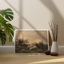 1pc Canvas Art Print,Sheep, Chicken, Grass, Sky, Bush  ,Wood Framed Painting (1) Thickness 2.5 Cm/ 1 Inch-Home Decoration For All Occasions,Ideal New Year, Valentine's Day,Thanksgiving,Easter,Christmas Gift,Room Decoration Aesthetic,Wall Decoration Art,Perfect Gift,Autumn And Winter Wall Decoration,Living Room Decoration, Bedroom Decoration, Kitchen Decoration, Entry Decoration, Bathroom Decoration, Direct Wall Painting, High Quality Wall Painting Poster,Modern Home Decoration Stretched And Framed Ready To Hang