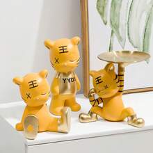 1pc Cute Tiger Tray Decor Ornament, Decorative Animal, King Of The Forest Tiger Figurine, Resin Adorable Animal Decor, Kids Room Decoration, Creative Gift Tray Ornament, Multiple Styles Available, Art Craft, Home Decor, Suitable For Bookshelf, Office, Living Room