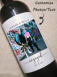 Custom Photo Wine Bottle Stickers, Personalized Stickers, Wedding Stickers, Anniversary Stickers, Multi-Purpose Stickers, Suitable For Anniversaries, Birthdays, Weddings, Parties, Daily Use, Graduation Gifts, Great Gifts For Boyfriends, Girlfriends, Fathers, Mothers, Teachers, Colleagues - Multicolor - View 6
