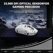 ATTACK SHARK G3PRO Wireless Gaming Mouse With RGB Charging Base, Ultralight 59g, 2.4G/USB-C/Bluetooth Tri-Mode Connection, PAW3311 Optical Sensor, 1000Hz, 25000 Adjustable DPI, 500mAh Battery For PC/Laptop/Windows - 白色+貼紙 - 查看 3