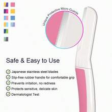 Maquinillas de afeitar para la cara de las mujeres, maquinilla de depilar para el rostro, cejas y vello facial, removedor de vello suave, no microhojas exfoliantes para piel sensible, paquete de 9, color perla/rubor - PearlBlush - Ver 5