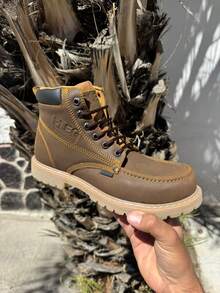 Botas Industriales PLEG WORKING de con bordo y Suela Antiderrapante para Hombre y Mujer – Estilo y Resistencia - Café - Ver 3