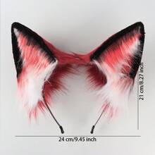 Handmade Wolf Fox Ears Animal Cosplay Cute Head Accessories For Halloween - 紅色 - 查看 4