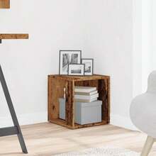 Larryhot Tavolino in legno antico 33x33x34 cm in legno ingegnerizzato, bello e pratico, ideale per riporre oggetti e decorare la casa - Castano - Visualizzare 3