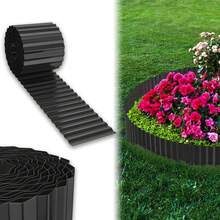 VA-Cerulean Corten Steel Lawn Edging, Galvanized Metal Bed Border, Easy To Install, 18cm High, Flexible Lawn Edging, Root Barrier For Flower Beds Or As A Mowing Edge, Length Adjustable (5M, Black/Silver) - Black - View 1