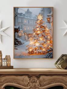 1pc Winter Canvas Print Wall Art Print Christmas Tree Winter Wonderland Classic Picture Poster Old European City Cityscape Holiday Decor, Modern Classical Christmas Canvas Art Print, Vintage Tree Poster, Christmas Wall Art, Bedroom Decor, Living Room Decor Home Decor Christmas Decorations - Multicolor - View 7