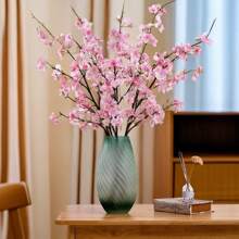 1PC/2PCS/3PCS, Artificial Cherry Blossom, Peach Blossom, Plastic Faux Plant, Green Faux Plant, Polyester Fabric Made To Last, Modern Minimalism Style-For Home Decoration, Vases, Weddings, Parties, Living Room, Bedroom, DIY Walls, Desk Fillers.Artificial Plant