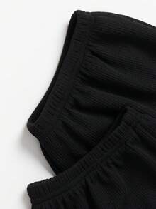 Plus Size Women's Drawstring Pockets Sports Leggings, Suitable For Fitness, Jogging, Outdoor Leisure, All Season - Black - View 7