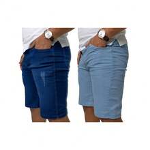 Kit 2 Bermudas Jeans Masculina Lycra Elastano - Multicolorido - Visão 2