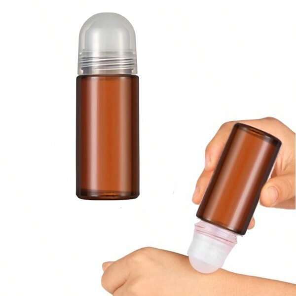 1 pieza Botella de vidrio de 50ml con bola rodante para aceites esenciales, botella vacía con bola rodante de plástico y tapa a prueba de fugas para aceites esenciales, perfumes, cosméticos, rellenable