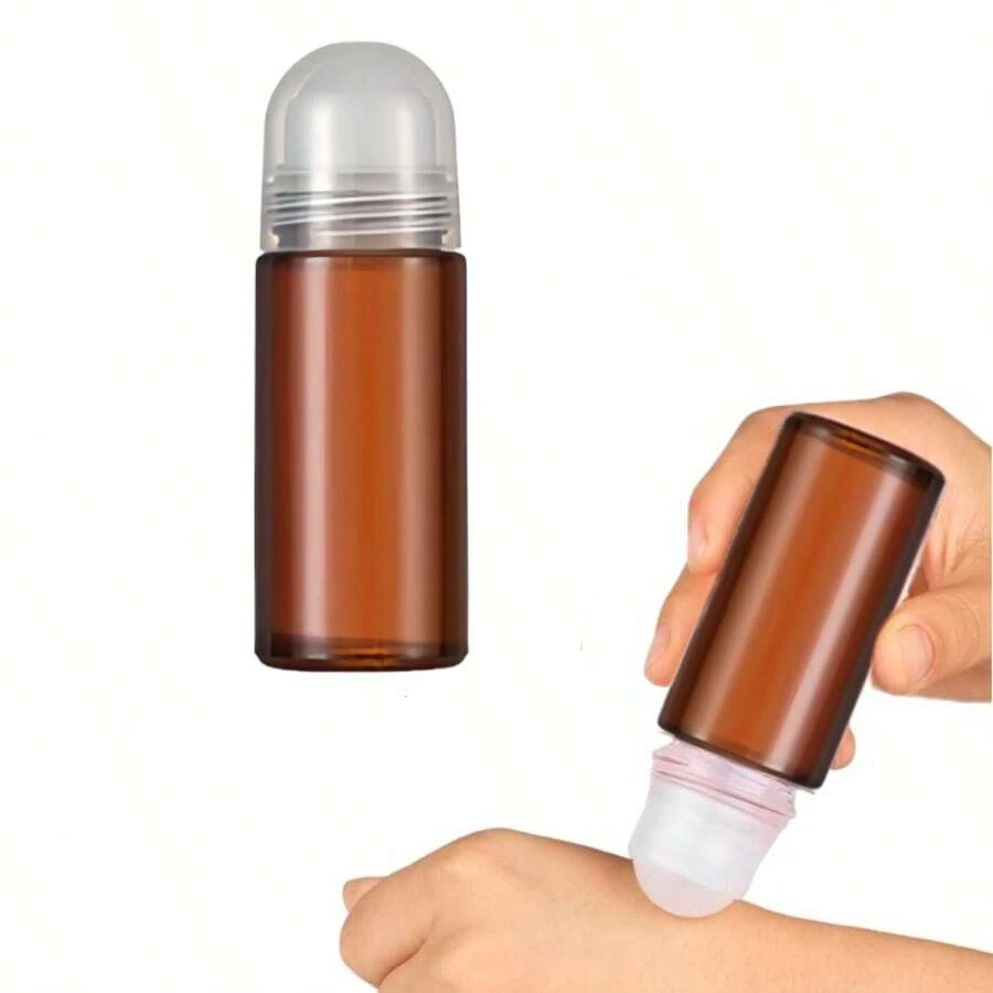 1pc 50ml Glass Essential Oil Roller Bottle, Empty Roller Bottle With Plastic Roller Ball Leak-Proof Cap For Essential Oils, Perfumes, Cosmetics, Refillable