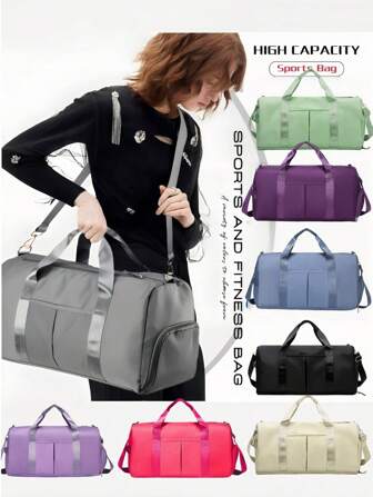 1 st träningsväska med stor kapacitet, resväska, gymväska, semesterbagage för övernattning, separerande skofack för vått och torrt, weekendbagage, lämplig för affärer, semester, utomhus, skidåkning, gymväska, övernattningsväska, handväska, sportväska, skolmaterial, studentmaterial till skolstarten, handväska, weekendväska, tygväska, parväska, parväska