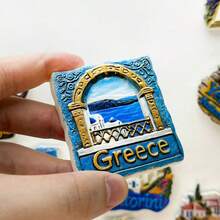 1pc Resin Santorini, Greece Dreamy Fridge Magnet, Athens Travel Souvenir Home Office Storage Cabinet Decor, Meaningful Creative Gift - Multicolor - View 19