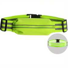 Fluorescent Green Reflective Running Waist Bag - Lightweight Nylon Zipper Bag, Suitable For Night Running, Work, And Phone Storage | Safety Buckle Closure Durable Outdoor Sports Equipment