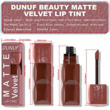 DUNUF 1pcs Matte Velvet Lip Gloss , Easy To Color, Lip Gloss, Waterproof, Sweat-Proof, Non-Stick To Cup, Non-Fading, Long-Lasting, Exquisite, Suitable For Gifts, Festival Makeup, And Performance Makeup - 彩色 - 查看 6