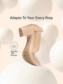 Women's Chunky Round Toe Low Block Heels Work Pumps Elegant Comfortable Solid Color Slip On Wedding Office Gift Festival Shoes - 杏色 - 查看 7