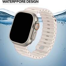 1 件男女通用运动海洋风格表带，兼容 49 毫米 46 毫米 45 毫米 44 毫米 42 毫米 41 毫米 40 毫米 38 毫米 Apple Watch 系列 10/9/8/7/6/5/4/2/2/1 - Starlight - 查看 9