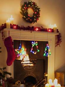 1pc-Christmas Window Lights,Christmas Decoration LED Suction Cup Light,Christmas Star,Christmas Bell,Christmas Tree,Christmas Decorations Indoor,Christmas Window Decorations,LED Christmas Decoration Light,Battery Powered Indoor Outdoor Decoration,Christmas Window Light Decoration, Christmas Tree Decorative Lights,Christmas Party,Party Decor,Home Decoration(Excluding Batteries)