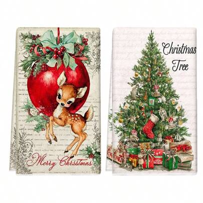 1 set/1 pièce/2 pièces Cadeaux de Noël et Torchons à motif de pomme, convenant pour les restaurants, les cuisines, les salles de bain, la décoration quotidienne, les fêtes familiales quotidiennes, la décoration de la maison et les articles ménagers de couleurs vives. Ils peuvent également être offerts en cadeau.