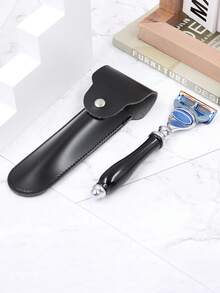 1pc Customized Razor Leather Case, Portable Shaver Storage Bag For Old-Fashioned Razor And Hair Removal Device - one-size - View 5