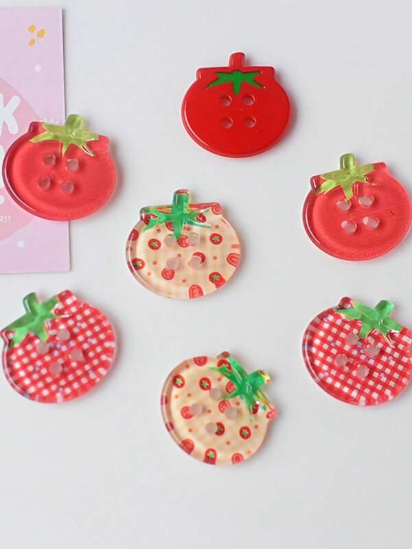10/20Pcs Fresh And Cute Tomato Buttons, Multi-Purpose Jewelry Accessories, Summer Themed Handmade Buttons, Suitable For Hair Accessories, DIY Gifts, Scrapbooking And Card Making - Durable Decorative Buttons For Handmade Enthusiasts