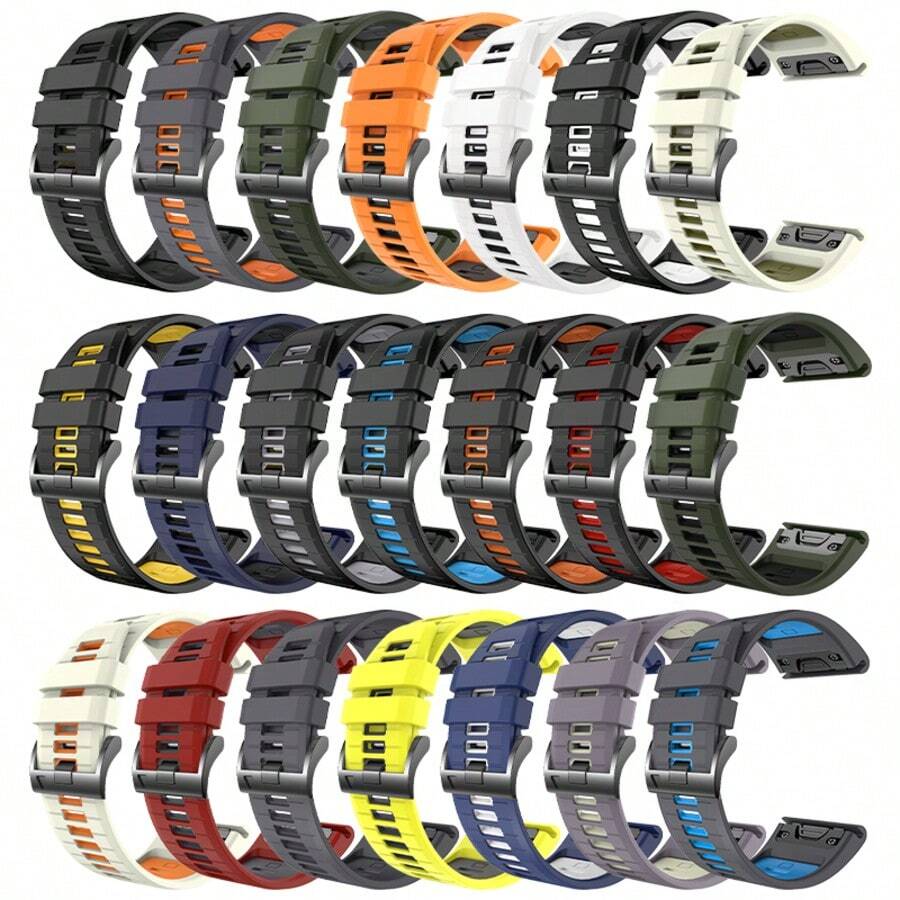 Dây đeo đồng hồ Quick Fit 22/20/26mm tương thích với Garmin Tactix 8 47/51mm/Descent G2/Mk3/Mk3i 43/51mm/Enduro 3/2/Fenix8 47/51/43mm/Fenix E/7/7x/7s/5S/5/5X Plus/6S/6/6XPro, Dây đeo đồng hồ thể thao bằng silicon mềm cho Forerunner 965/Quatix 7/7pro/Epix Pro 42MM - A - Xem 1
