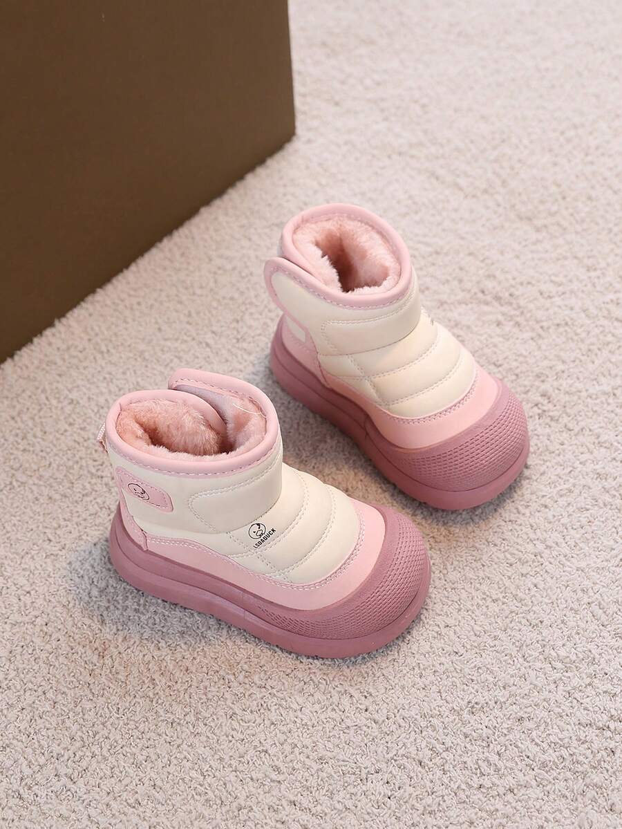 1 Pair Girls' Outdoor Winter Thick Warm Soft Bottom Comfortable Toddler Boots, Fashion & Versatile - Pink - View 1
