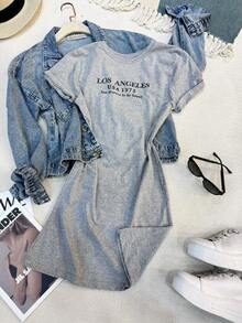 Women's Cotton Dress - Grey - View 1