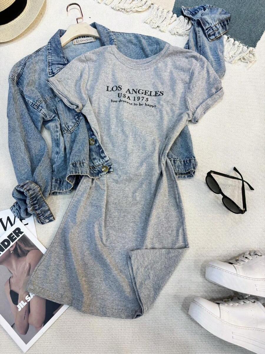Women's Cotton Dress - Grey - View 1