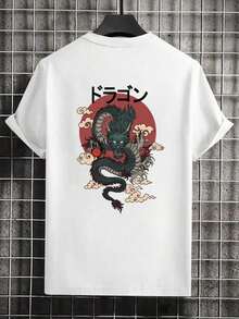 Japanese Dragon T-Shirt Plus Size 100% Cotton Oversized Shirt Casual Streetwear Blouse Oversize T-Shirt - 黑色 - 查看 6