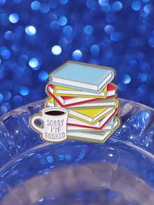 1个可爱合金知识书胸针创意卡通咖啡笔记本智能服装配饰奖励宝箱花朵金属徽章办公配饰衬衫夹克首饰万圣节衣夹趣味教师礼物00 - 彩色 - 查看 5