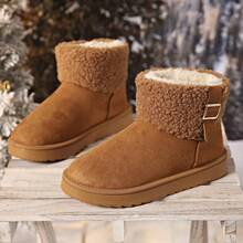 Damen Khaki modische Schneestiefel, flache warme Winterschuhe, kurze Winterstiefel