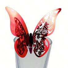 50 张 3D 蝴蝶座位卡 酒杯座位卡，蝴蝶婚礼座位名片，镂空蝴蝶座位卡 婚礼派对装饰，非常适合婚礼、毕业典礼、生日派对、周年纪念 - 墙贴可增强氛围，圣诞节