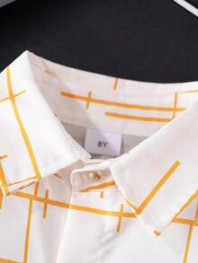 Boys' & Toddler Boys' Casual Abstract Line Art Pocket Decor White Short Sleeve Polo Shirt, Suitable For Formal Events Like School, Party, Pageant - White - View 4