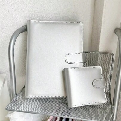 A5/Mini Silver Collect Storage Book, PU Cover With 20pcs PP Refill Bags Photo Postcards Organizer Holder