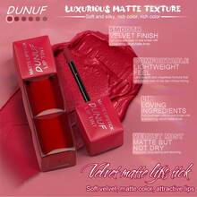 DUNUF 1pcs Matte Velvet Lip Gloss , Easy To Color, Lip Gloss, Waterproof, Sweat-Proof, Non-Stick To Cup, Non-Fading, Long-Lasting, Exquisite, Suitable For Gifts, Festival Makeup, And Performance Makeup - 彩色 - 查看 10