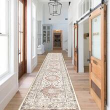 Boho Washable Area Rug Large Soft Living Room Bedroom Floor Carpet Mat Indoor Farmhouse Vintage Non Slip Accent Throw Rugs For Entryway Kitchen Dorm Dining Room - Màu nâu - Xem 9