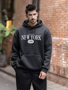 Classic Minimalist Design Men Hoodie | Timeless - Dark Grey - View 3